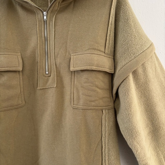 NWT Jacket Sweatshirt Quarter-Zip Henley Large Olive Green - Picture 4 of 11